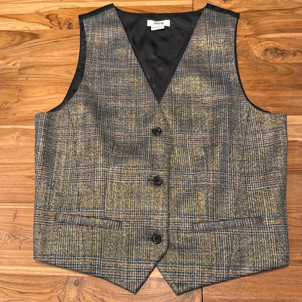 Jason Wu vest. Never worn. Size S. Plaid w/gold threading